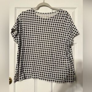 J. Jill Black and White Gingham Short Sleeve Top
